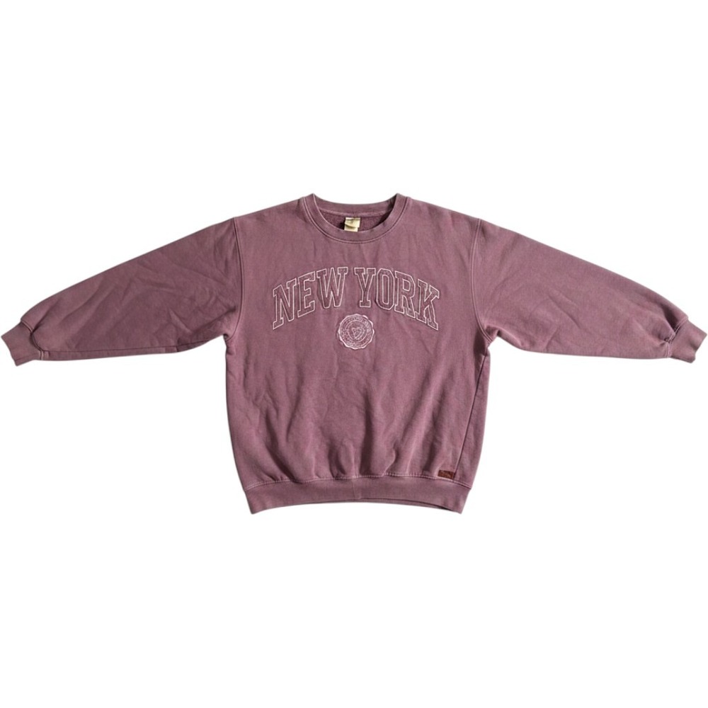 NYC Image New York Embroidered Sweatshirt Mauve Purple Crew Neck Pullover Medium